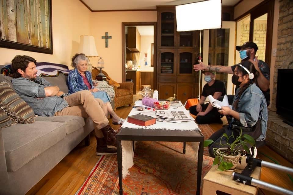 Jason Winn directs Mason and Linda with assists from Duyen Nguyen (Script Supervisor) and Peyton Barrett (co-DP).